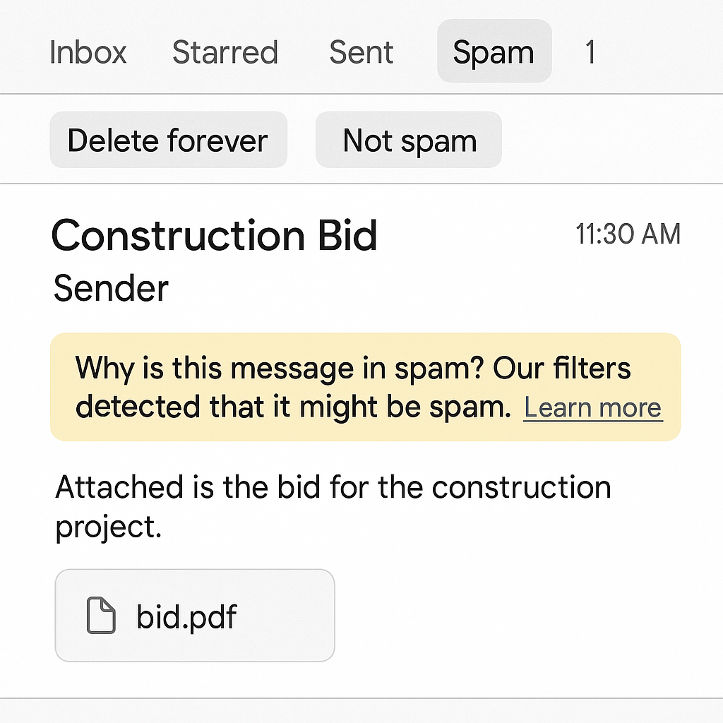 construction bid email stuck in spam filter-1